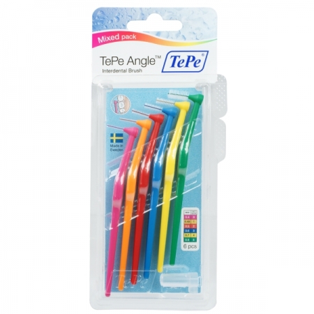 TePe Angle Interdentalbürsten Set gemischt 6'er Pack